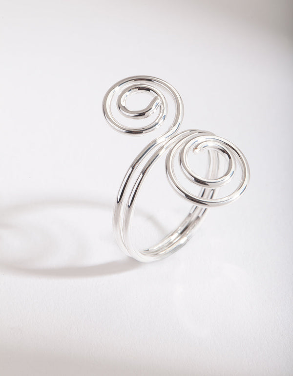 Silver Double End Swirl Ring