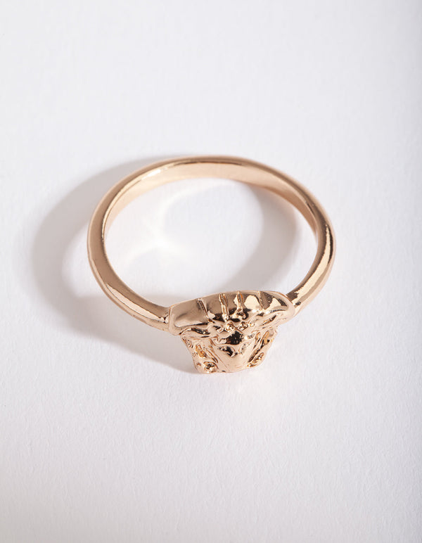 Gold Mini Medusa Head Ring