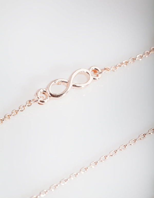Rose Gold Leaf Infinity Bracelet Anklet Pack