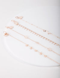 Rose Gold Floral Anklet Bracelet 4 Pack - link has visual effect only
