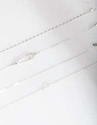 Silver Pin Diamante Anklet Bracelet Pack - link has visual effect only
