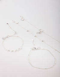 Silver Lightning Bolt Anklet Bracelet Pack - link has visual effect only