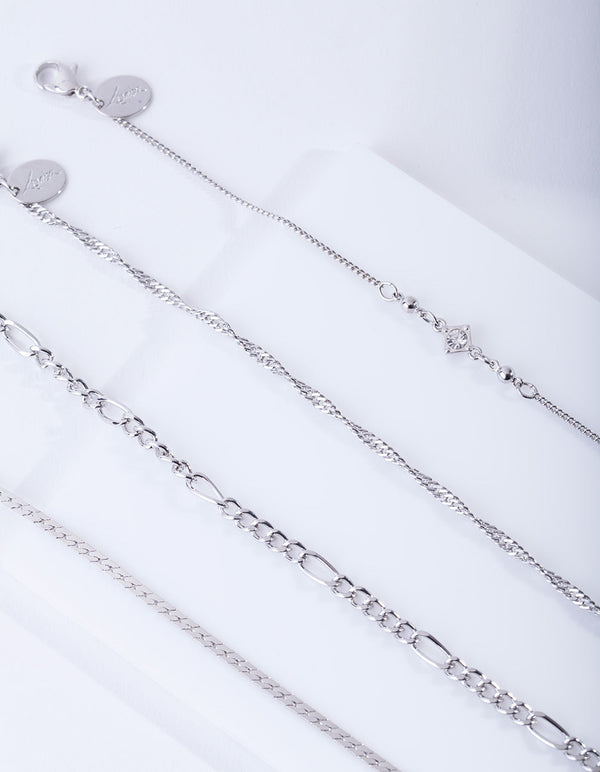 Diamante Mixed Chain Bracelet Anklet Pack