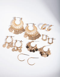 Gold Jingle Hoop Earring 6 Pack - link has visual effect only