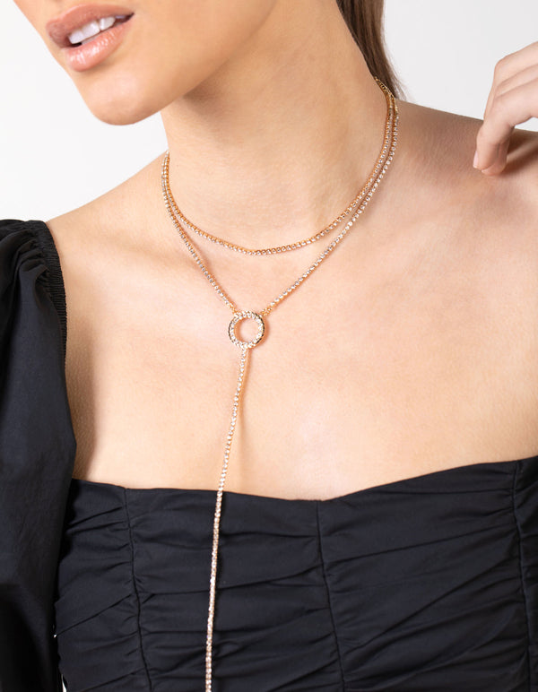 Gold Circle Cup Chain Necklace