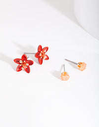 Ruby Flower Earring 2 Pack - link has visual effect only