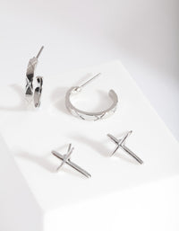 Rhodium Cross Earring Pack - link has visual effect only
