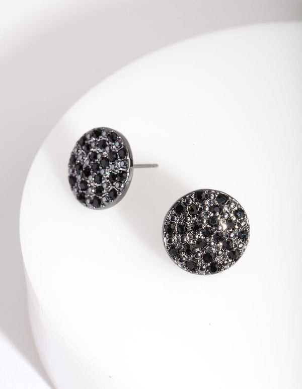 Black Diamante Speckled Stud Earrings