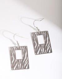 Rhodium Zebra Cut Drop Earrings - link has visual effect only