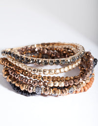 Brown Beads and Wood Stretch 7pk Bracelets - link has visual effect only