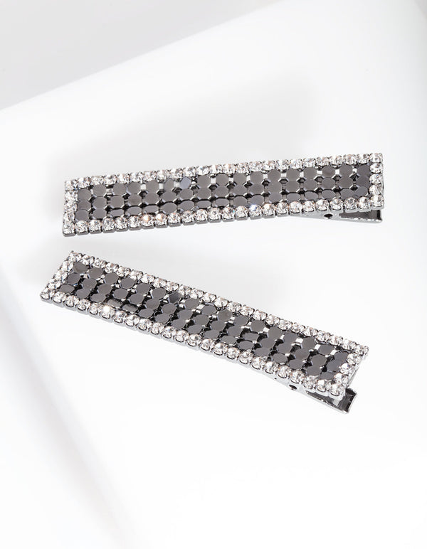 Gunmetal Glow Mesh Hair Clips 2-Pack