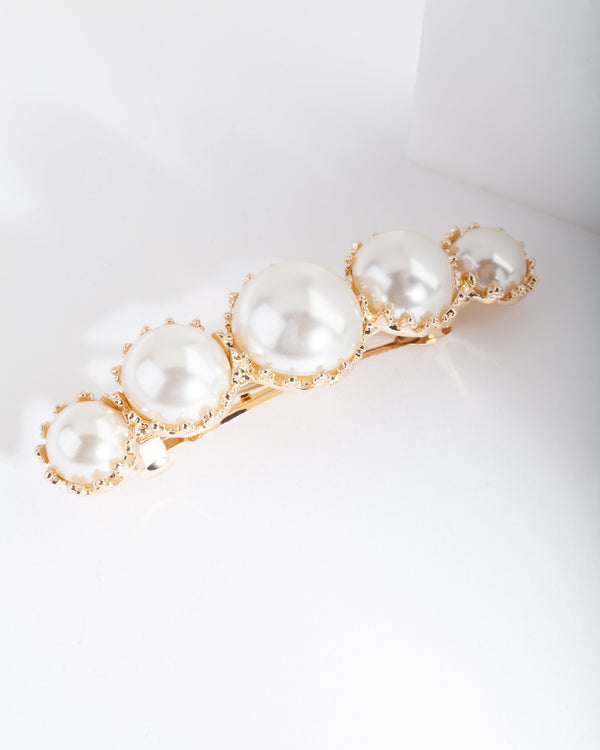 Large Graduating Pearl Hair Clip