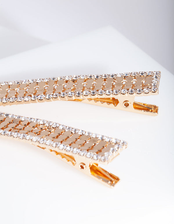 Gold Glow Mesh Hair Clips 2-Pack