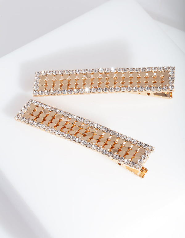 Gold Glow Mesh Hair Clips 2-Pack