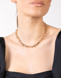 Gold Chain Link Necklace - link has visual effect only