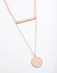 Rose Gold Bar Disc Layered Necklace - link has visual effect only