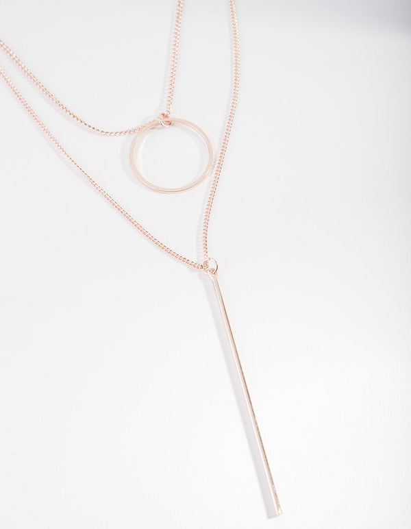 Rose Gold Geometric Layered Necklace