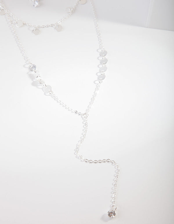 Srebrny naszyjnik choker z wielowarstwową zawieszką w kształcie dysku