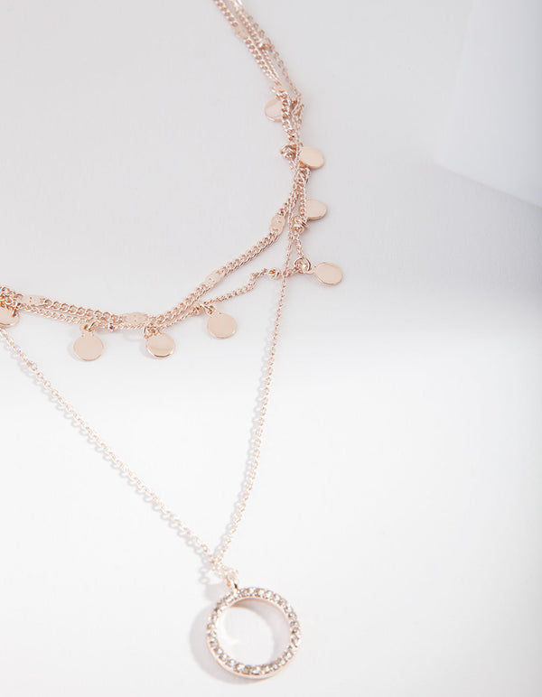 Choker met roségouden schijf en cirkel