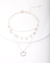 Silver Disc and Circle Charm Choker - link has visual effect only