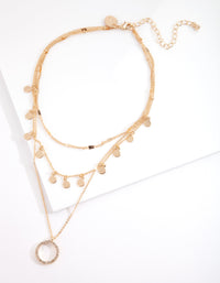 Gold Essential Disk & Circle Charm Choker Necklace - link has visual effect only
