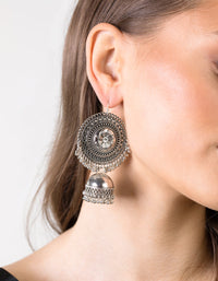 Antique Silver Detailed Earrings - link has visual effect only
