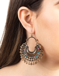 Antique Gold Colourful Disc Drop Earrings - link has visual effect only