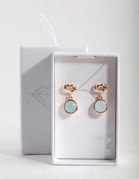 Rose Gold Diamond Simulant Knot Drop Earrings - link has visual effect only