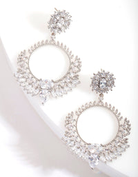 Rhodium Cubic Zirconia Foliage Drop Earrings - link has visual effect only