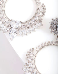 Rhodium Cubic Zirconia Foliage Drop Earrings - link has visual effect only