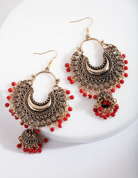 Antique Gold and Bead Tassel Drop Earrings - link has visual effect only