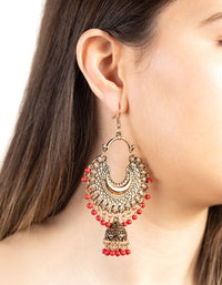 Antique Gold and Bead Tassel Drop Earrings - link has visual effect only