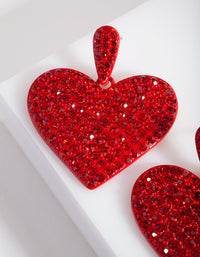 Red Diamante Statement Heart Earring - link has visual effect only