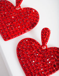 Red Diamante Statement Heart Earring - link has visual effect only