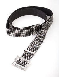 Zwarte mesh diamante riem - link has visual effect only