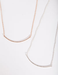Mixed Metal Diamante Smile Necklace 2 Pack - link has visual effect only