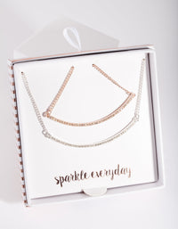 Mixed Metal Diamante Smile Necklace 2 Pack - link has visual effect only