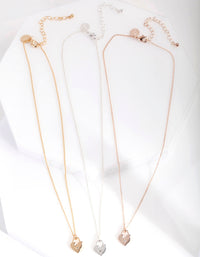 Mixed Metal Love Locks 3 Pack Necklace Set - link has visual effect only