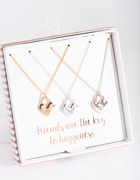 Mixed Metal Love Locks 3 Pack Necklace Set - link has visual effect only