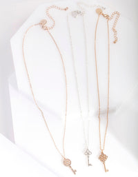 3-pack ketting met gemengde metalen diamanten - link has visual effect only