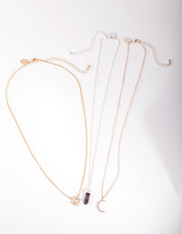 Gemengde metalen hemelse halfedelstenen ketting, 3-pack - link has visual effect only