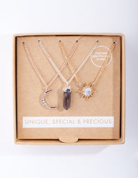 Gemengde metalen hemelse halfedelstenen ketting, 3-pack - link has visual effect only