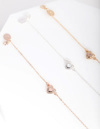 Mixed Metal 3 Pack Semi Precious Heart Bracelet - link has visual effect only