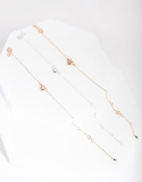 Mixed Metal 3 Pack Semi Precious Heart Bracelet - link has visual effect only