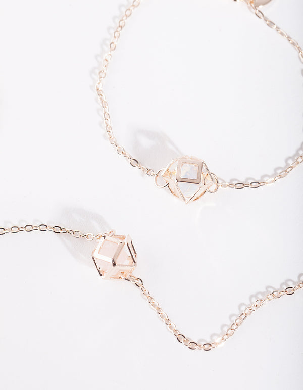 Rose Gold Semi Precious Shaker Bracelet 2 Pack