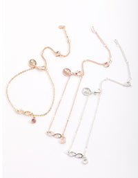 Mixed Metal Infinity Stone Bracelet Pack - link has visual effect only