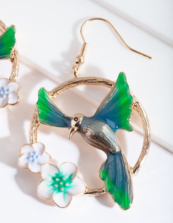 Midnight Wings Out Bird Earrings