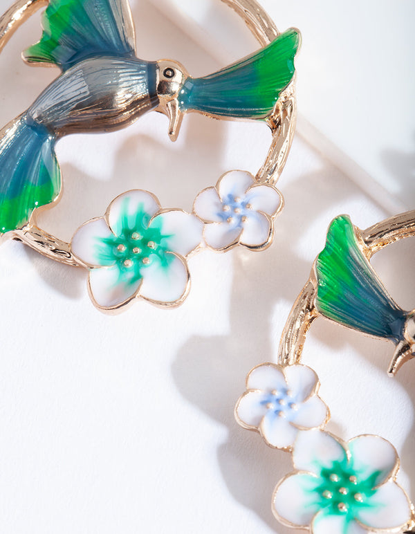 Midnight Wings Out Bird Earrings