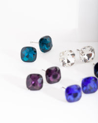 Blauwe en paarse edelsteen oorbellenset - link has visual effect only