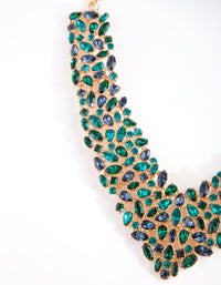 Gold Green Multi Stone V Necklace - link has visual effect only